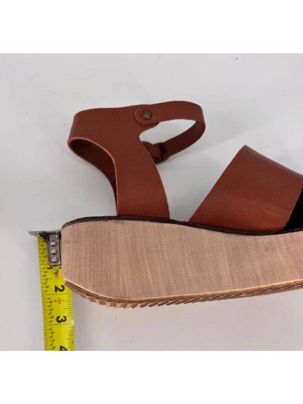 Lili Mill Brown Leather Platform Sandals Women’s Size 40 Italy Adjustable Strap - Picture 9 of 10